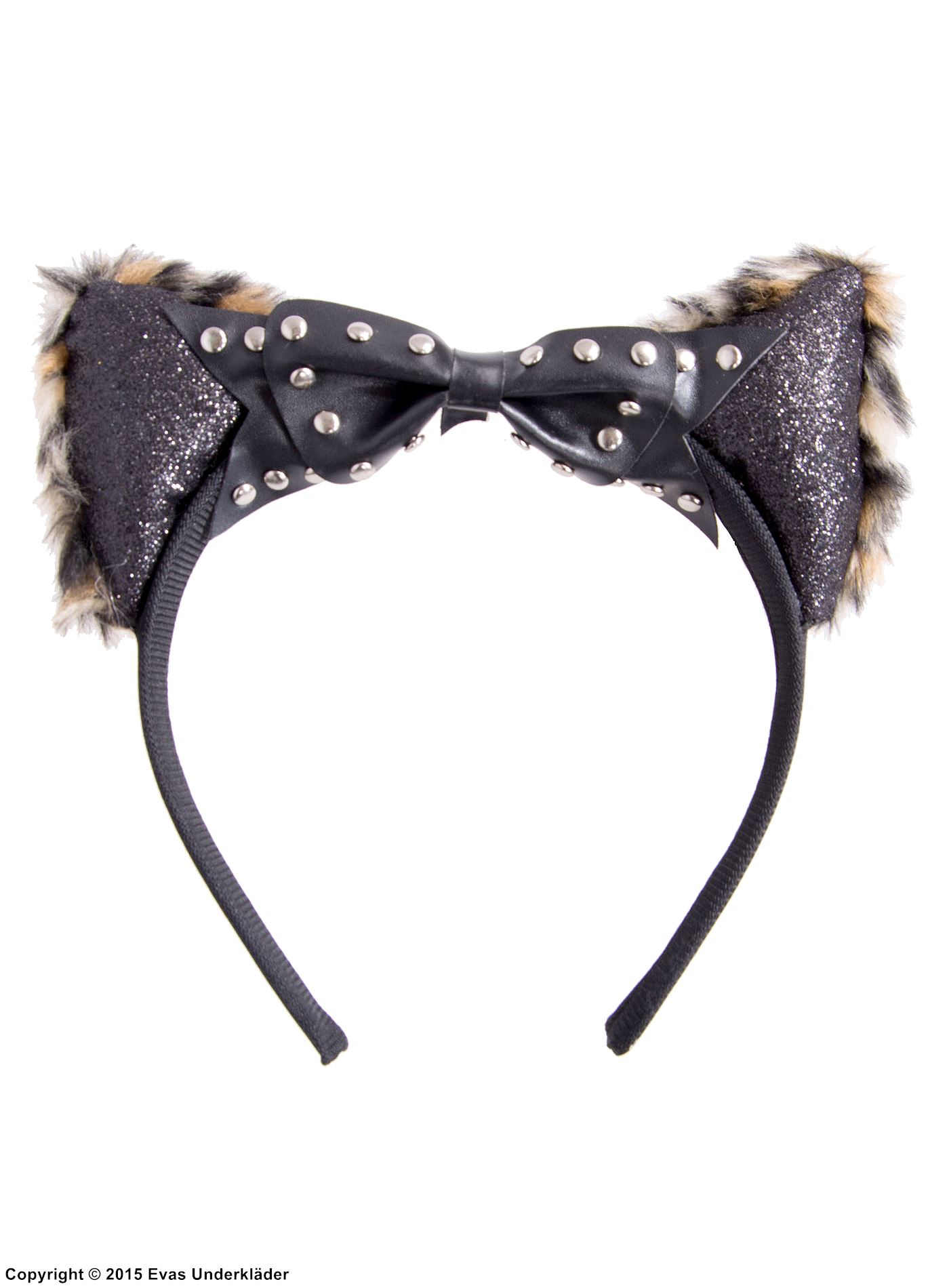Cheetah (woman), costume headband, bow, glitter, studs, ears